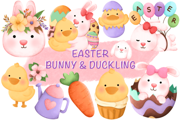 Bunny&Duckling Easter Clipart Bundle: Your Go-To for Whimsical Spring Designs