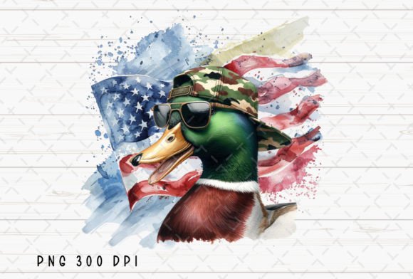 Celebrate with Style: Duck Hunting American Flag 4th July PNG