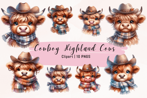 Charming Cowboy Highland Cow Clipart for Creative Projects