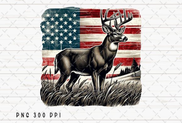 Deer Hunting American Flag 4th July PNG: A Bold Design Asset