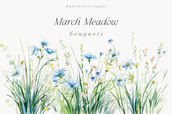 Elevate Your Projects with Serene Watercolor Blue Wildflowers