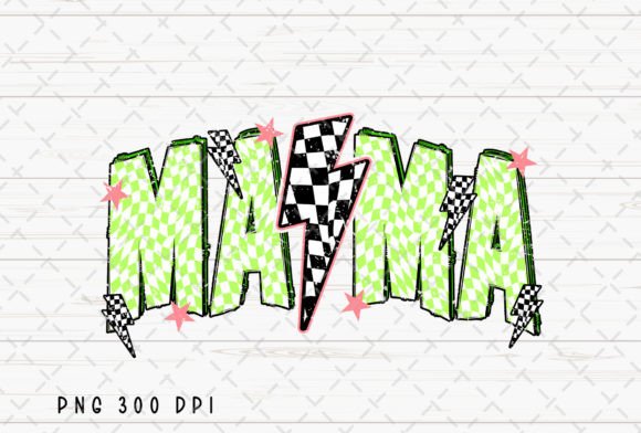 Mama Neon Checkered Lightning Bolt PNG: Bold, Vibrant, and Ready to Use