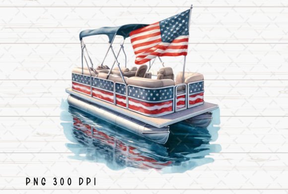 Pontoon Boat American Flag Boating PNG: A Design Asset for Patriotic Projects