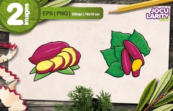 Sweet Potatoes with Leaves Cartoon: A Fresh Take on Playful Design Assets