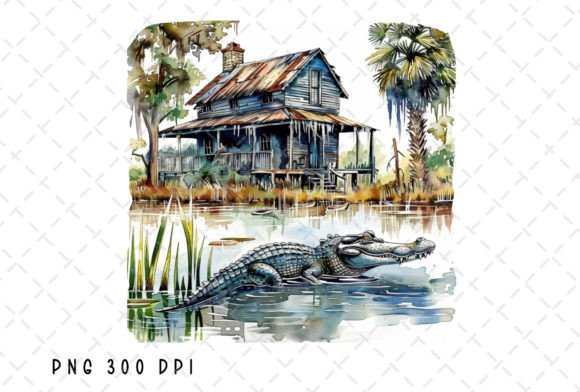 Unleash Wild Visuals with Alligator Shack Crocodile Landscape PNG