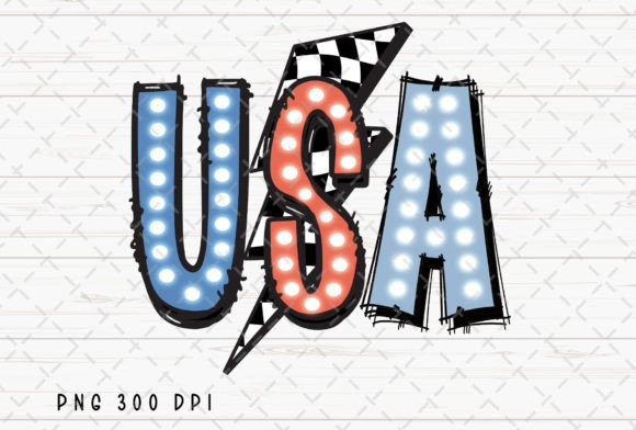 USA 4th of July Lightning Bolt Patriotic: Bold Graphic Design Assets