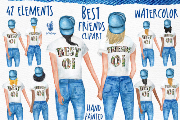 Watercolor Girls Best Friends Clipart: Infusing Warmth into Modern Design