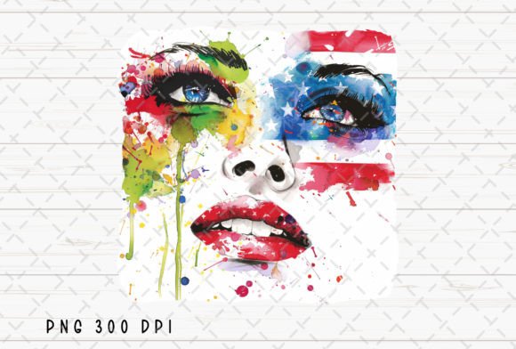 Woman's Face USA Flag 4th of July PNG: A Bold Patriotic Design