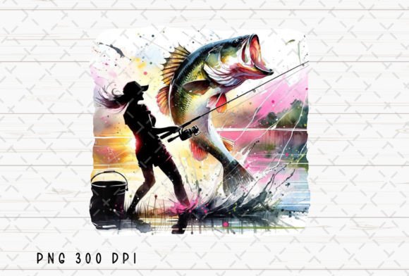 Women Girl Fishing Bass Fisherman PNG: A Design Asset for the Outdoors